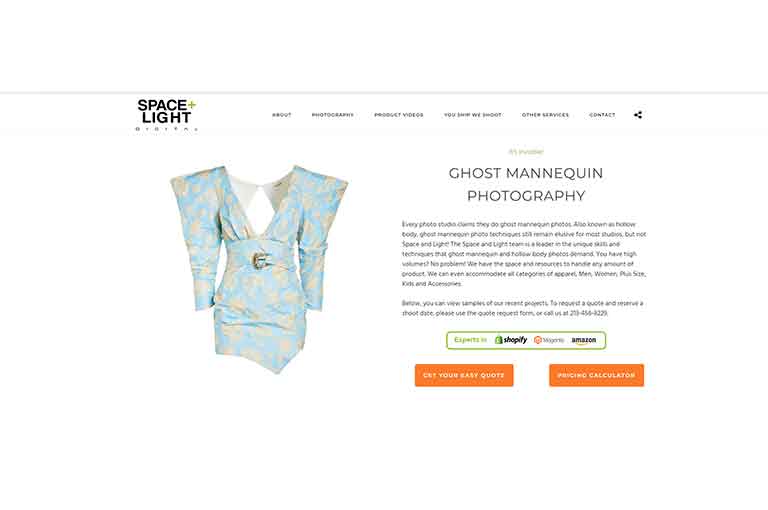 Ghost mannequin product photography service