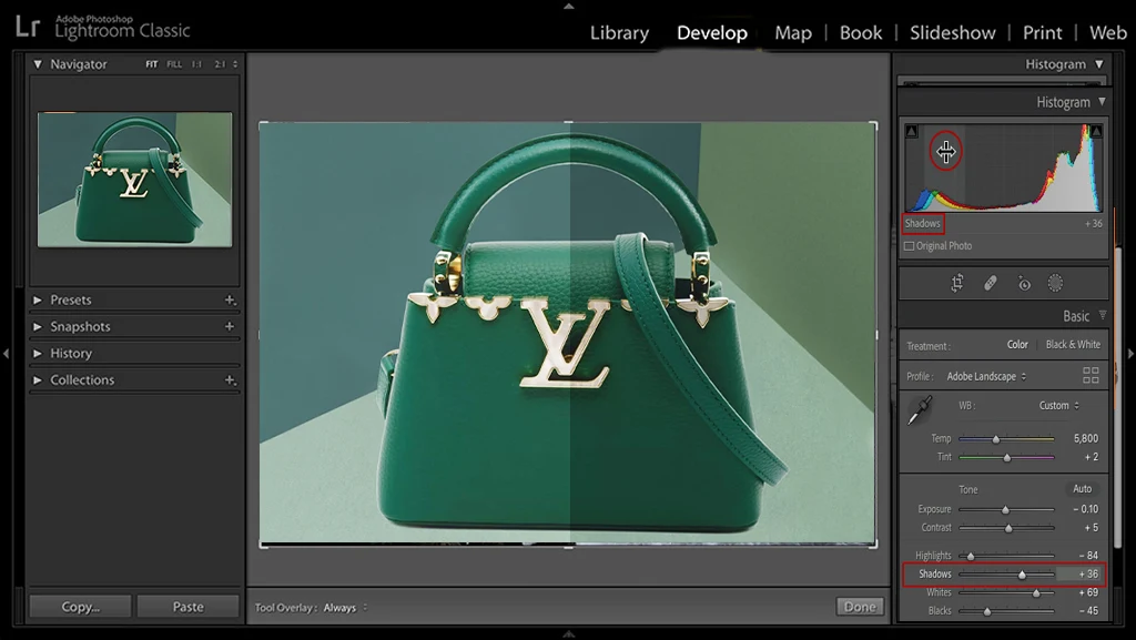 how to adjust product color photos in lightroom​