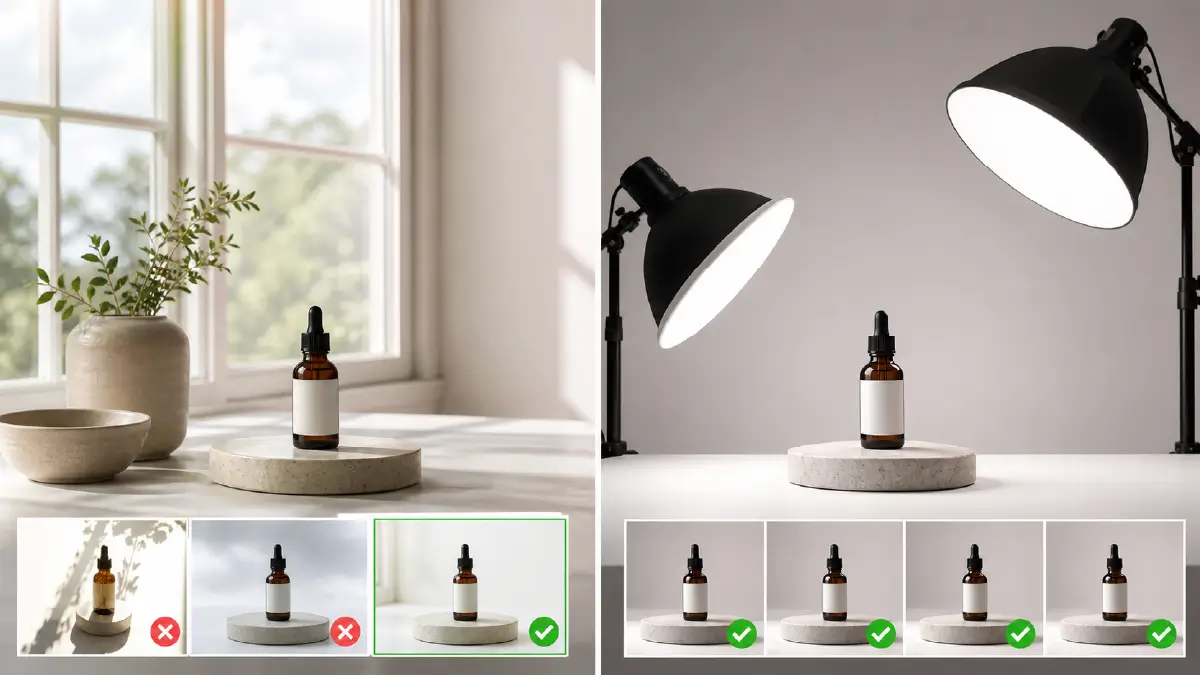 A Complete Guide to E-Commerce Product Photography (2026): Tips, Equipment & Editing Use Natural Light — But Understand Its Limitations