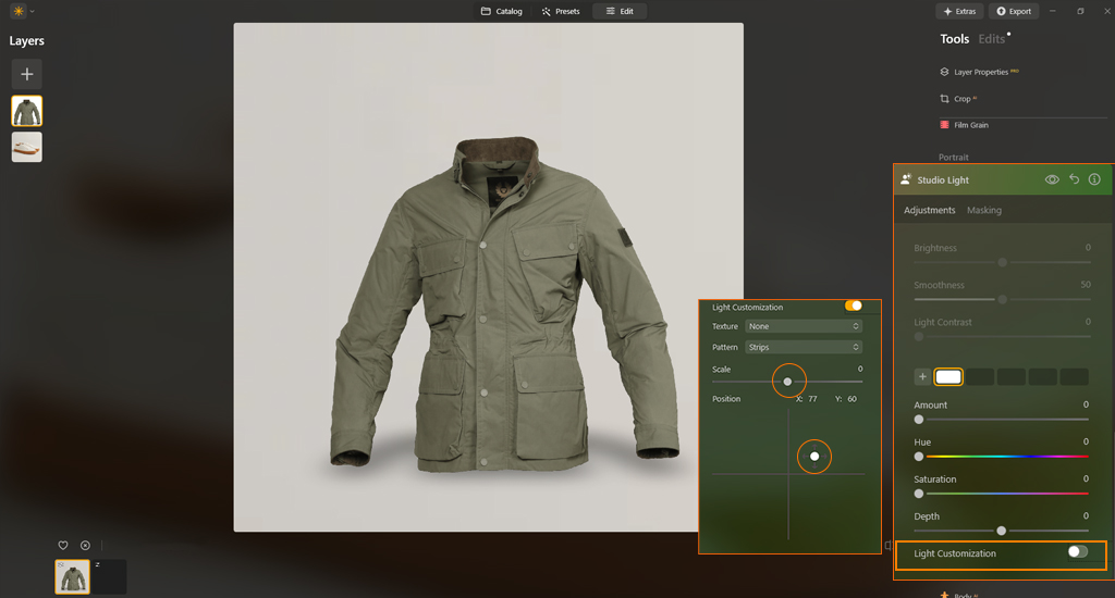 Add a Subtle Shadow in Luminar Neo | retouching zone, product photo editing service