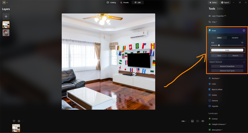 Clean Larger Unwanted Elements in Luminar Neo | retouching zone, product photo editing service
