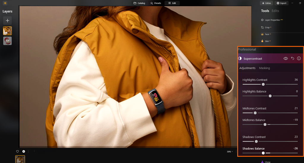 Modify the Contrast to edit fashion photography | retouching zone, product photo editing service