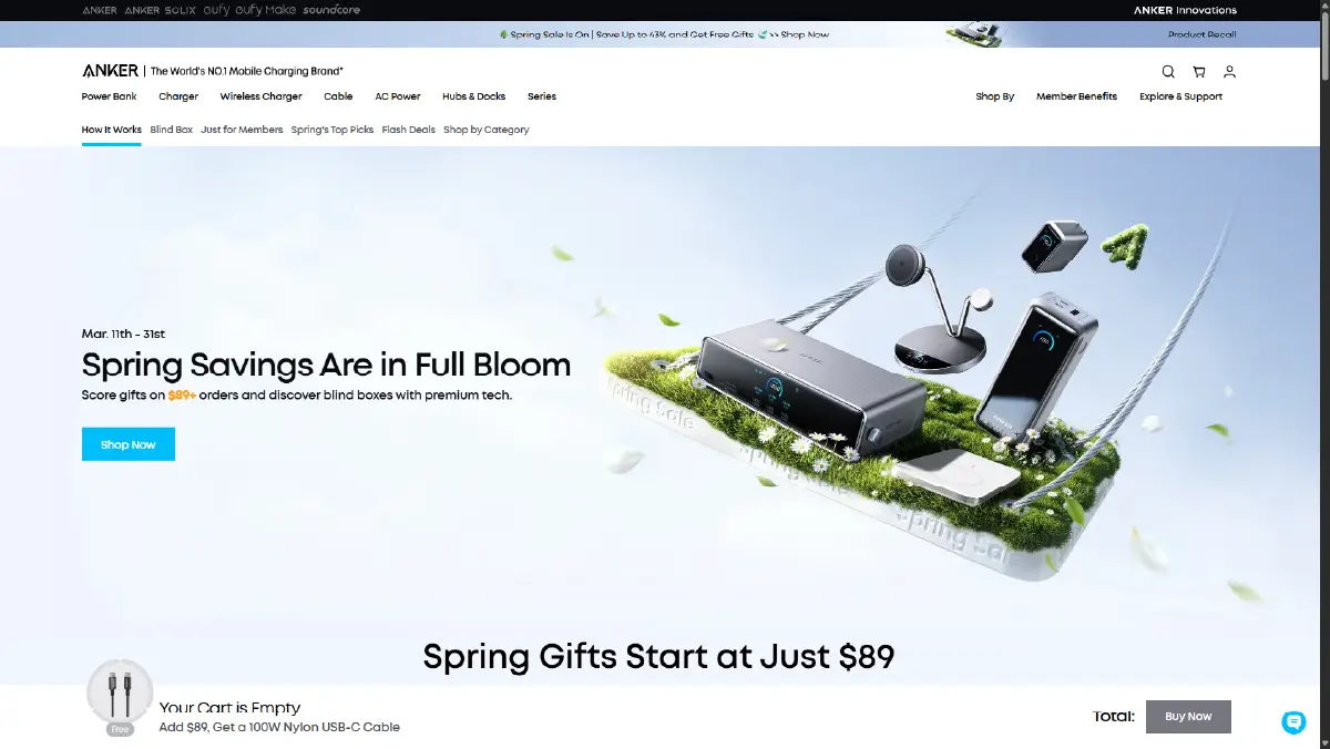Top 10 D2C Accessory Brands Owned Ecommerce Channels in 2026 Anker website home page