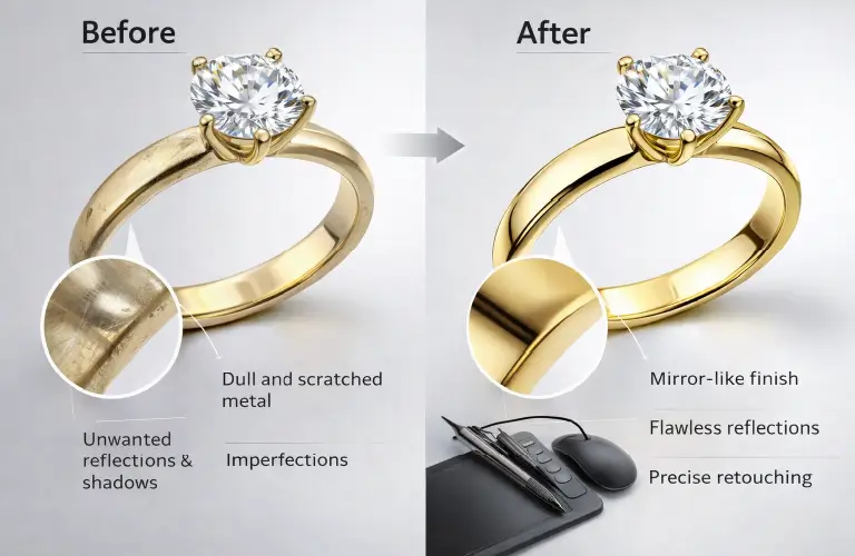 How Jewelry Photo Editing Services Increase Conversions for Online Stores Pristine finishing on metal surfaces