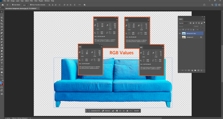 Color Correction for Furniture Photography: Expert Tips for Accurate Colors Step 5 | Give RGB values a proper check