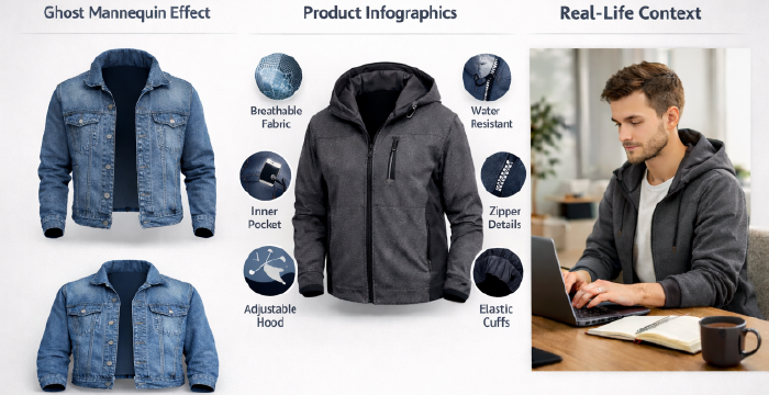 How Professional Photo Editing Boosts Amazon Conversions by 40% Ghost Mannequin, Infographics, and Real-life Relevance