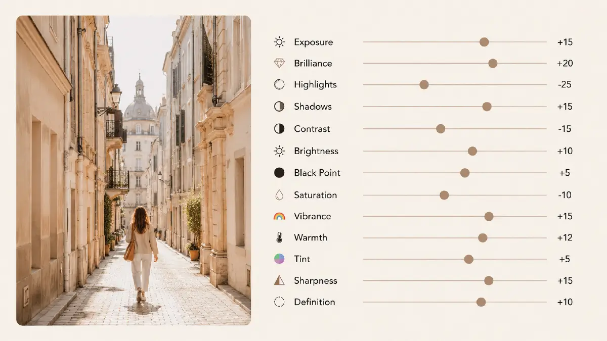 iPhone Photo Edit Settings Formula: Copy-Ready Values for TikTok, Instagram, Night, and More Configuration for Instagram Aesthetic