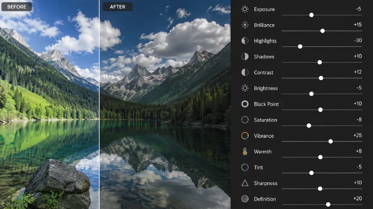 iPhone Photo Edit Settings Formula: Copy-Ready Values for TikTok, Instagram, Night, and More Nature & Landscape Formula