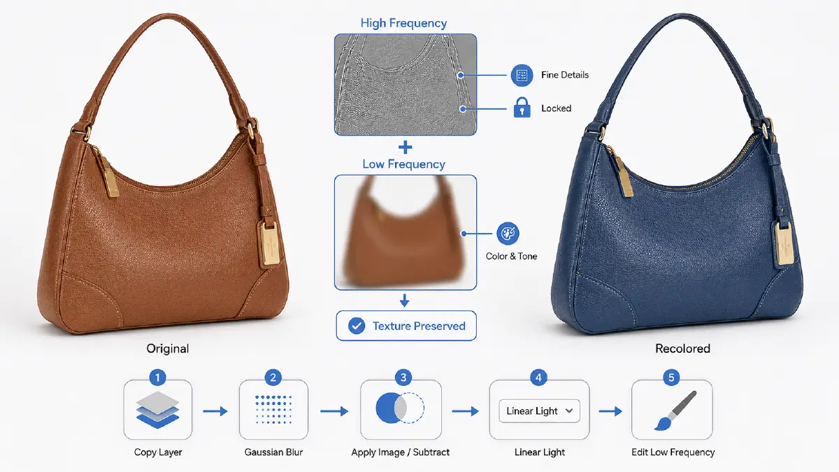 10 Expert Color Correction Tips for E-commerce Product Photos in 2026 Selective Frequency Separation for Texture Preservation