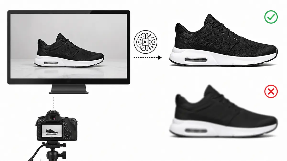 On-Foot vs White Background Shoe Images: What Footwear Brands Need in 2026 AI Generated White Background Shoe Photo Problems