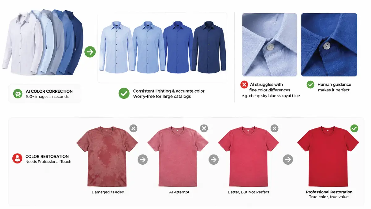 Can AI Edit Product Photos Better Than Humans? What Works And What Still Needs Experts How Much Can AI Beat Human Editors in Color Correction