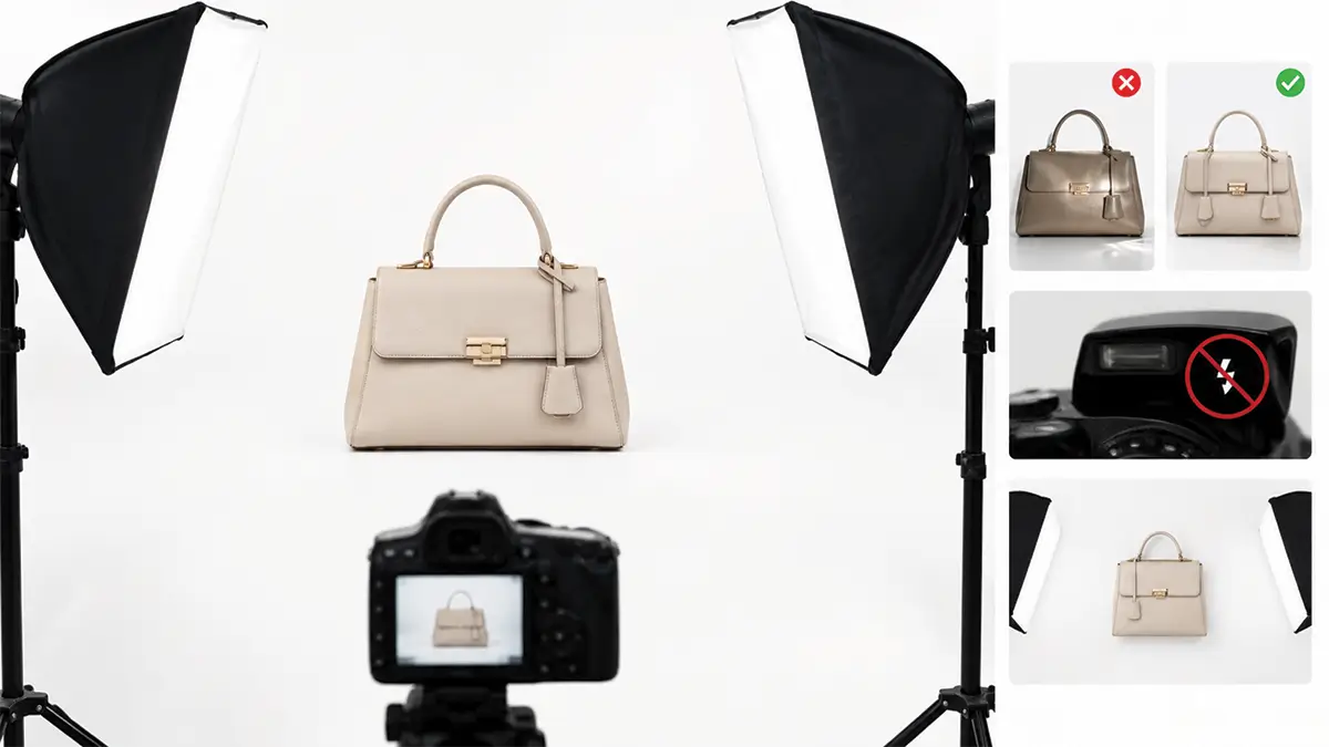Easiest-to-Follow Bag Photography Tips: 7 Ideas to Avoid Making Your Bags Look Flat Online Avoid Using Direct Light or Flash on the Bag